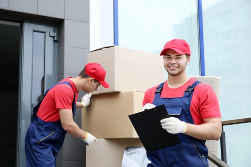 Moving boxes and furniture prepared for removals in Finchley