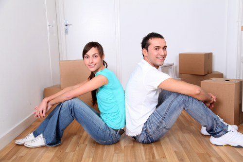 Organized storage unit with boxes in Finchley
