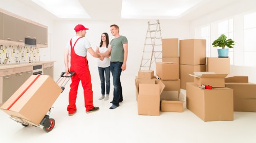Packed storage unit ready for collection in Finchley